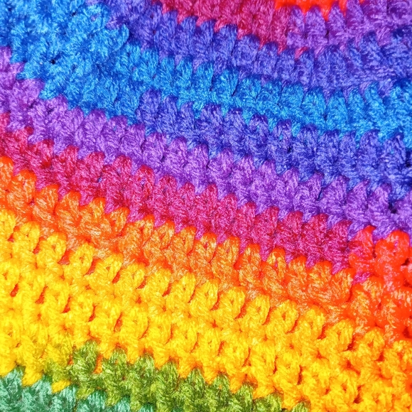 NEW Unisex Rainbow Hand Crocheted Beanie Hat - Picture 4 of 7